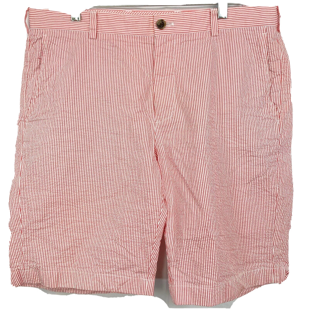 Brooks Brothers Shorts Mens Sz 36W Red White Striped Cotton Button Pocket Chino